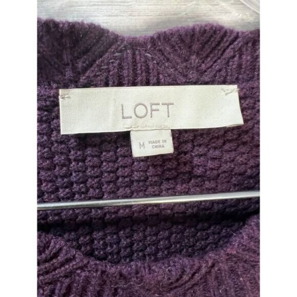 LOFT Cable‎ Knit Tunic Sweater Purple Medium - Picture 3 of 5